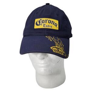 Corona Extra Cap Hat Navy Blue Yellow Patch Logo on Bill Bio-Domes Strapback